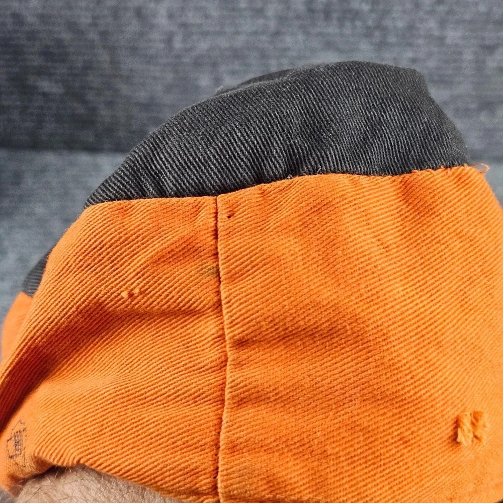 Harley-Davidson Hat Mens One Size Orange Black Cotton Baseball Cap Biker USA